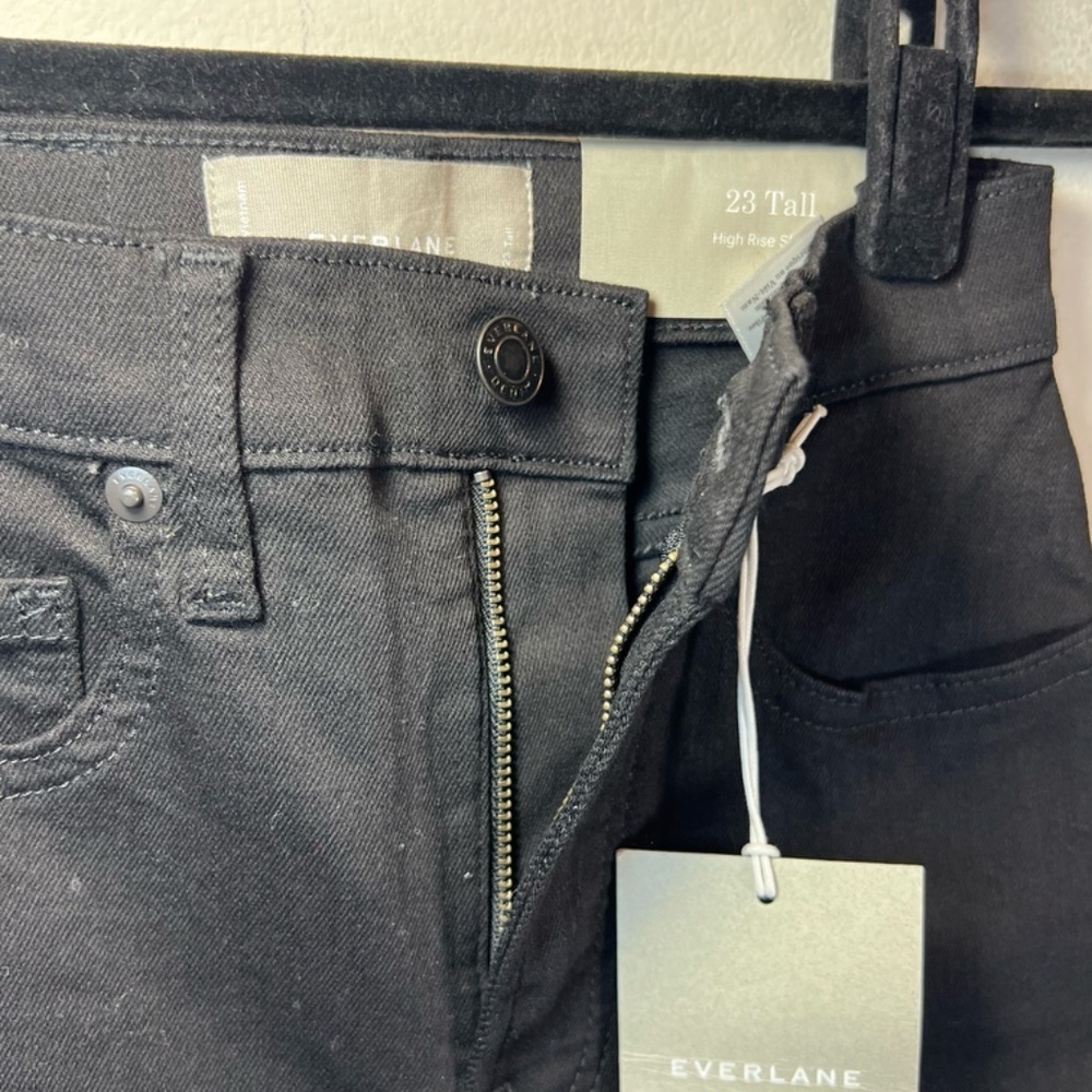 Everlane High Rise Skinny Jeans Black Denim Stretch Classic NEW Women's 23 Tall - Picture 6 of 14